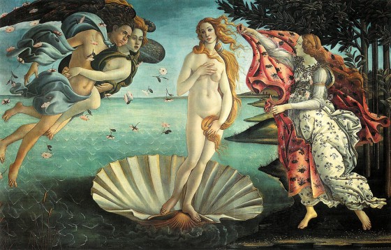 De Geboorte van Venus, rond 1485 geschilderd door Sandro Botticelli
