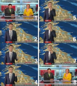 Tomasz-Schafernaker_Simon-McCoy_Fiona-Armstrong Tomasz Schafernaker geeft Simon McCoy en Fiona Armstrong 'de vinger'