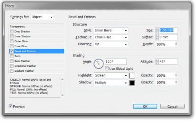 InDesign: Effects-venster