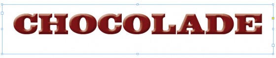 De chocoladeletters zoals ze worden weergegeven in Adobe InDesign.