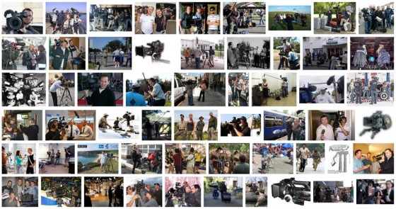 Camera crews via Google Images Een zoekopdracht bij Google naar "camera crew" laat zien dat zo'n 'crew' varieert van één alleskunner tot een groot team van specialisten.